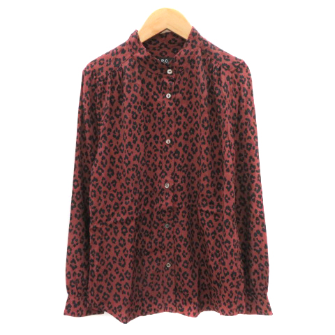 アーペーセー A.P.C. シャツ ブラウス 長袖 バンドカラー ヒョウ 