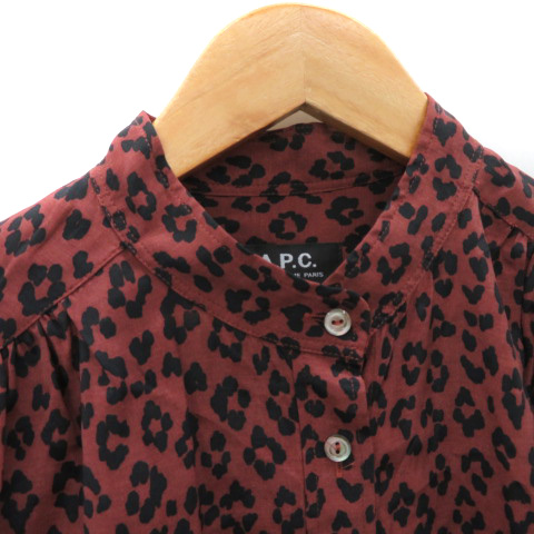 アーペーセー A.P.C. シャツ ブラウス 長袖 バンドカラー ヒョウ 