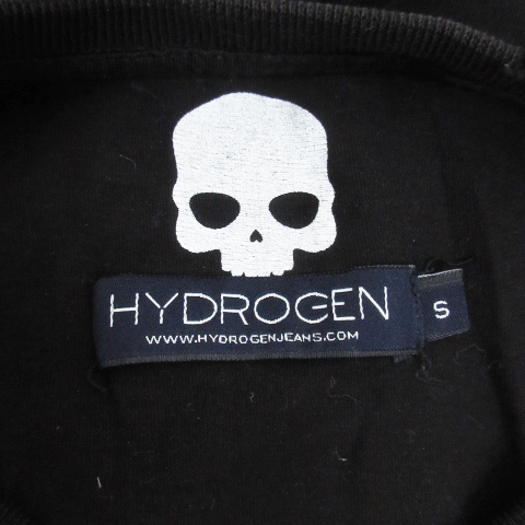 HYDROGEN - 【ハイドロゲン】ラインストーン スカル 半袖Tシャツ H２Jロゴ S 黒×銀 HYDROGEN - 【ハイドロゲン】ラインストーン スカル H2Jロゴ