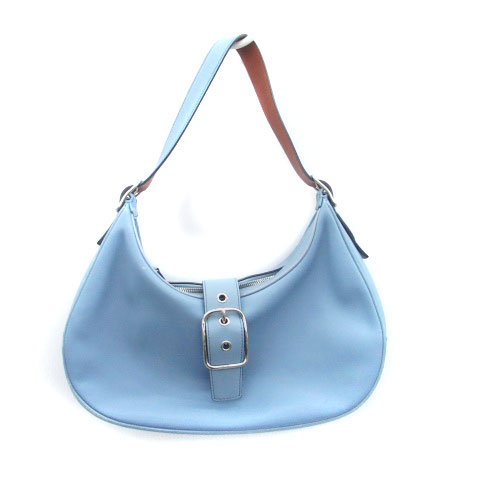 コーチ COACH ショルダーバッグ ハンドバッグ レザー 水色 ライト 