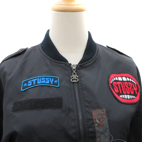 ステューシー STUSSY MA-1 ブルゾン ジャケット ショート丈 ワッペン M 