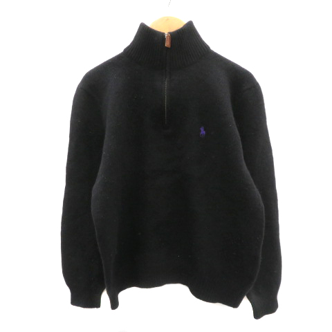 ポロ ラルフローレン ニット セーター 長袖 ハーフジップ コットン S 黒