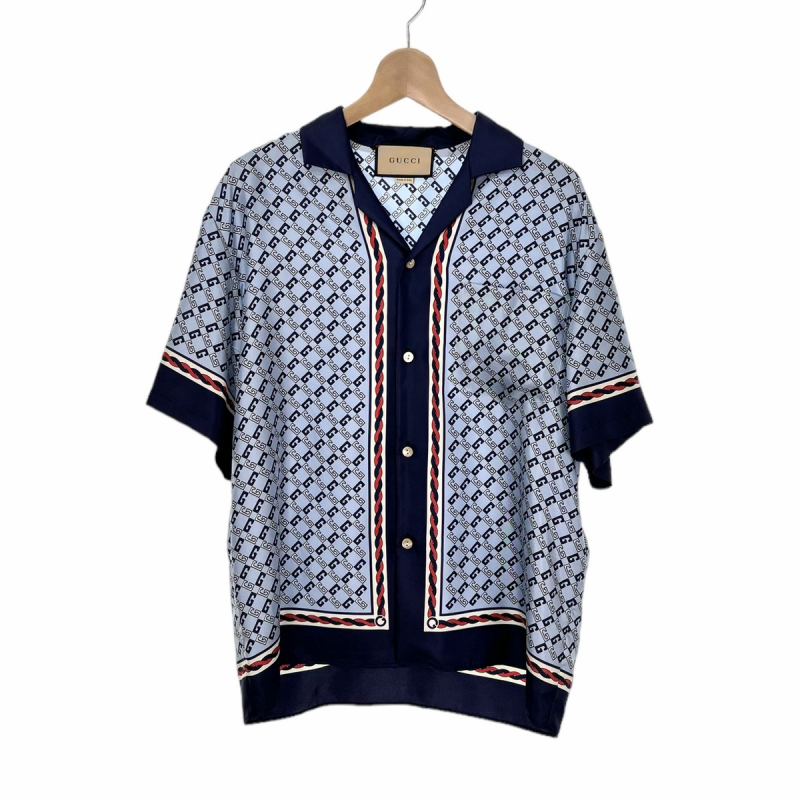 グッチ GUCCI ジオメトリック スクエアG プリント シルク シャツ