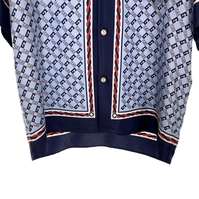 グッチ GUCCI ジオメトリック スクエアG プリント シルク シャツ