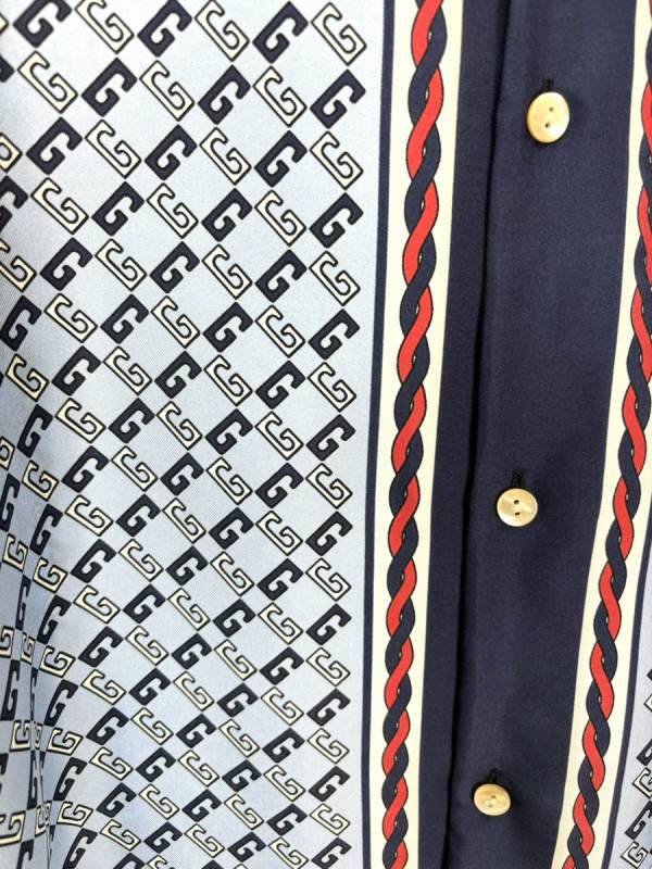 グッチ GUCCI ジオメトリック スクエアG プリント シルク シャツ 