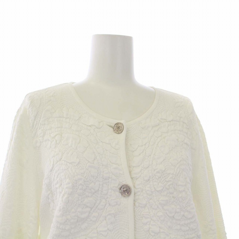 シャネル CHANEL ニットカーディガン 長袖 クルーネック 総柄 ココ