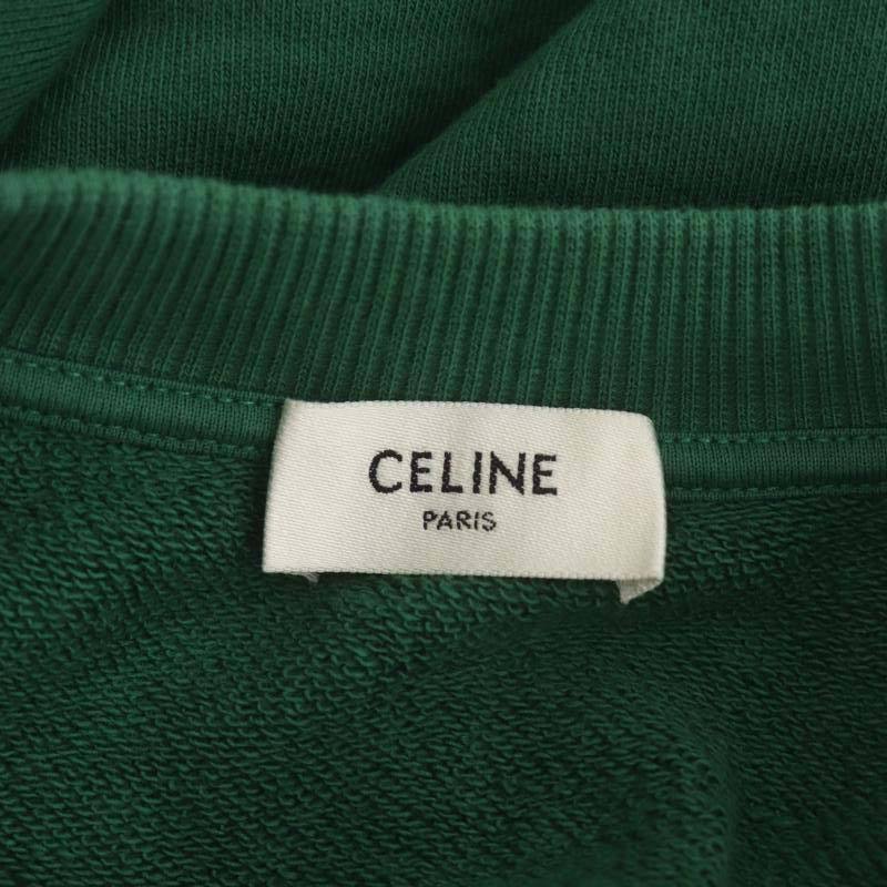 セリーヌ CELINE スウェット トレーナー クロップド 長袖 ロゴ 緑 