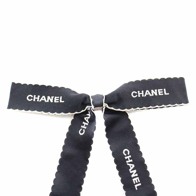 シャネル CHANEL リボンブローチ ヴィンテージ ロゴ 黒 ブラック /YI 