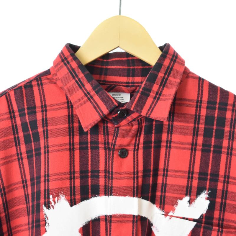 ヴェトモン VETEMENT 21AW アナーキー プリント チェック 長袖 シャツ