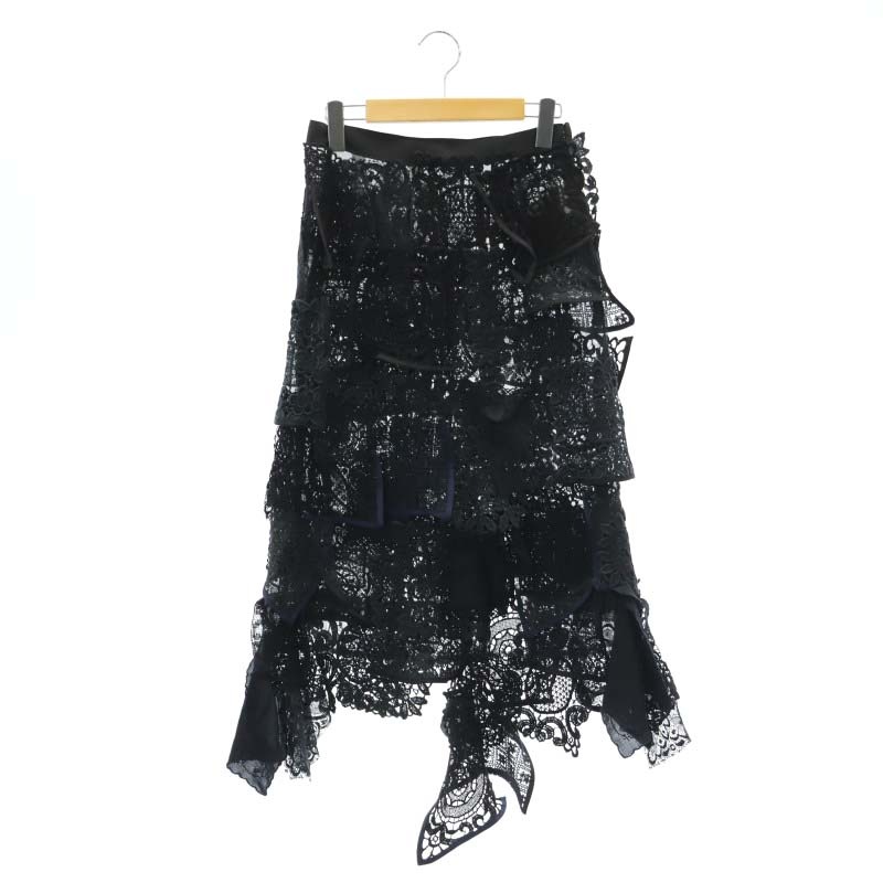 サカイ sacai レーススカート ロング ミモレ丈 タイト アシンメトリー  