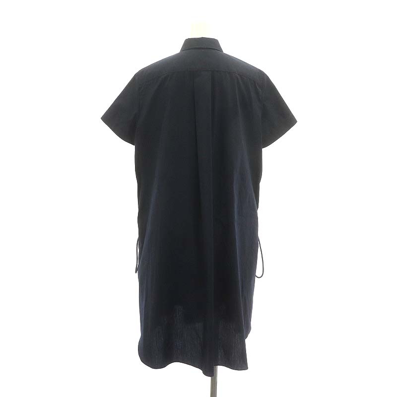 サカイ sacai サイドプリーツ レースアップ シャツワンピース 膝丈 