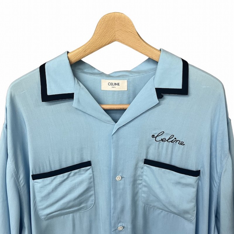 CELINE/セリーヌ 2C516852C ルーズボーリングシャツ ロゴ刺繍 レーヨン