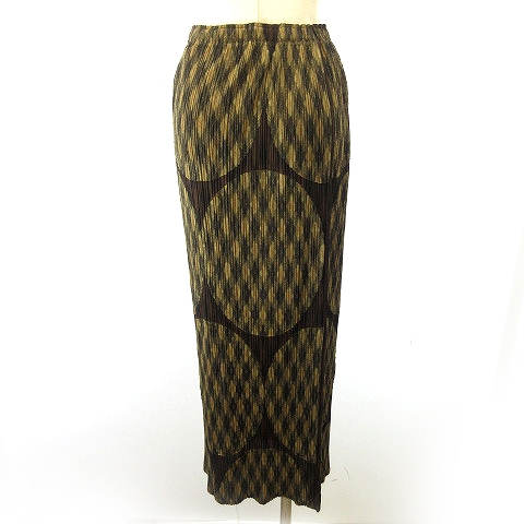 プリーツプリーズ PLEATS PLEASE ロングスカート スリット チェック 