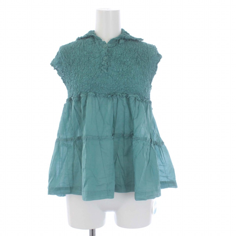 未使用】me イッセイミヤケネイビー フリルノースリーブ