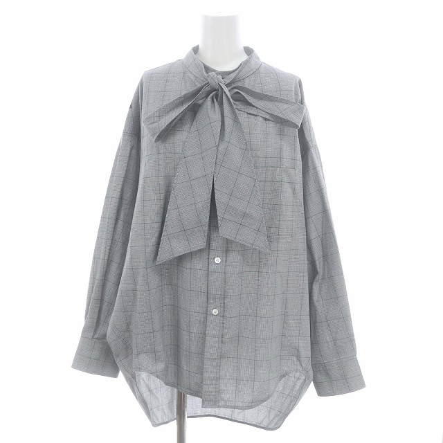 バレンシアガ BALENCIAGA ニュースウィングシャツ チェック ボウタイ 