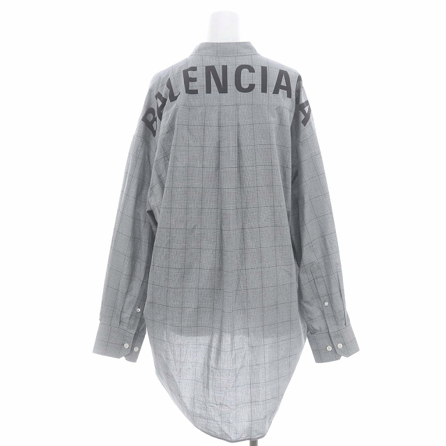 バレンシアガ BALENCIAGA ニュースウィングシャツ チェック ボウタイ 