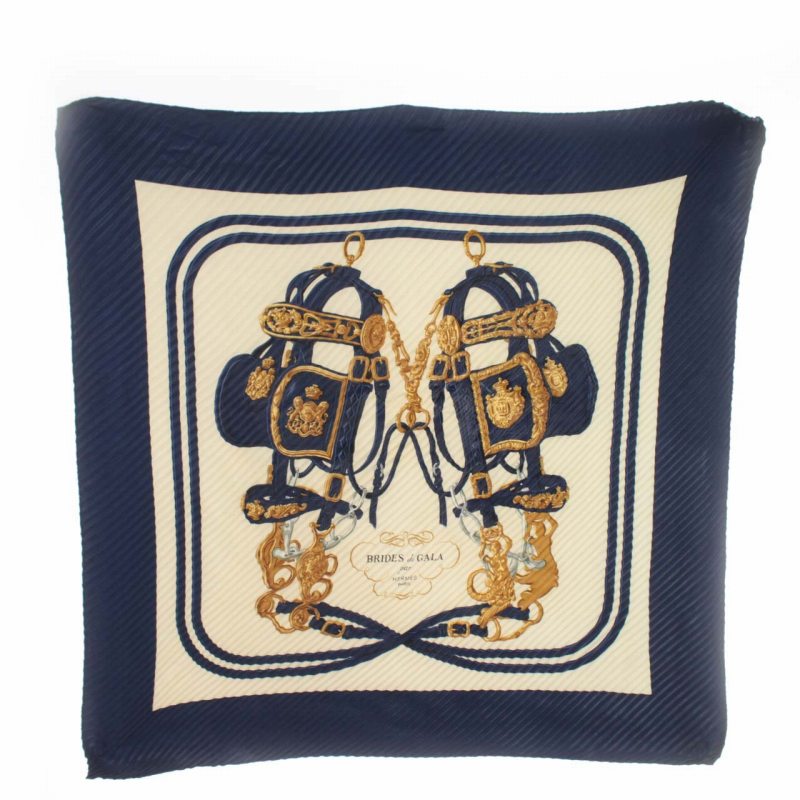 エルメス HERMES BRIDES de GALA 式典用の馬勒 プリーツカレ カレ90  