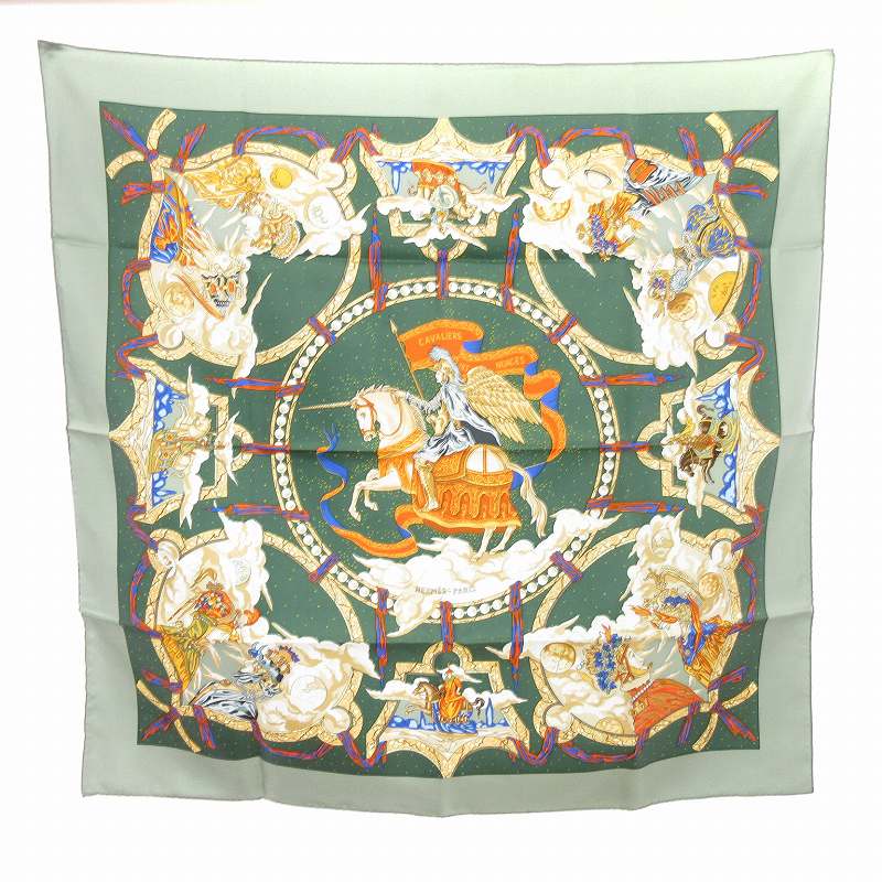 エルメス HERMES 美品 カレ90 CAVALIERS DES NUAGES 雲の騎士 スカーフ  