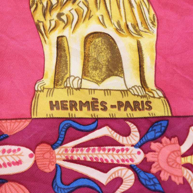 エルメス HERMES カレ90 TORANA 塔門 スカーフ 大判 絹 シルク 総柄