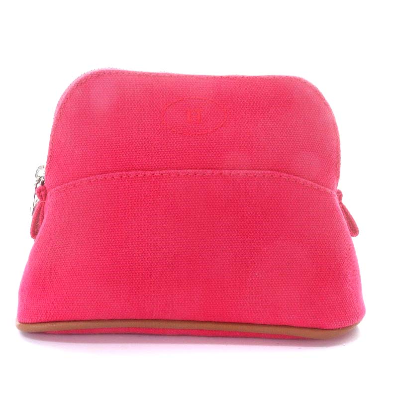 エルメス HERMES ボリードポーチ ミニミニ Hロゴ キャンバス ピンク  
