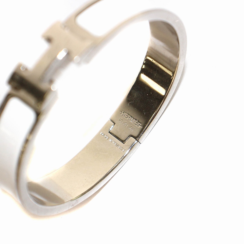エルメス HERMES クリックH バングル ブレスレット Hロゴ 白