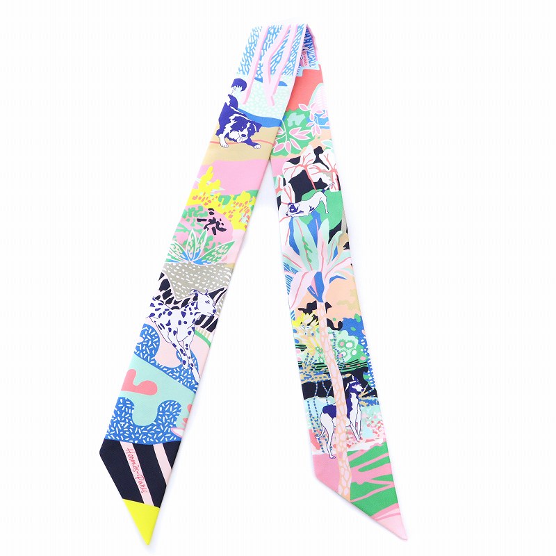 最終価格⭐︎美品⭐︎エルメスツイリー　自由にEN LIBERTE! 犬柄マルチカラー 楽天市場】エルメス HERMES ツイリー 《自由に》En Liberte Twilly