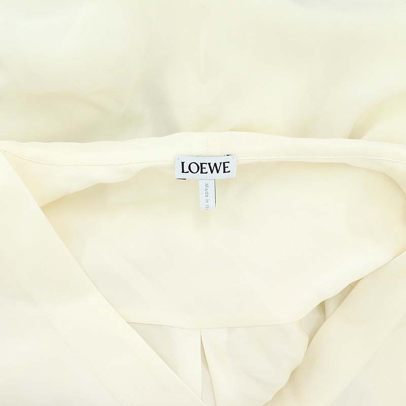 ロエベ LOEWE 23SS Ivory crepe oversize blouse シルク タイカラー  