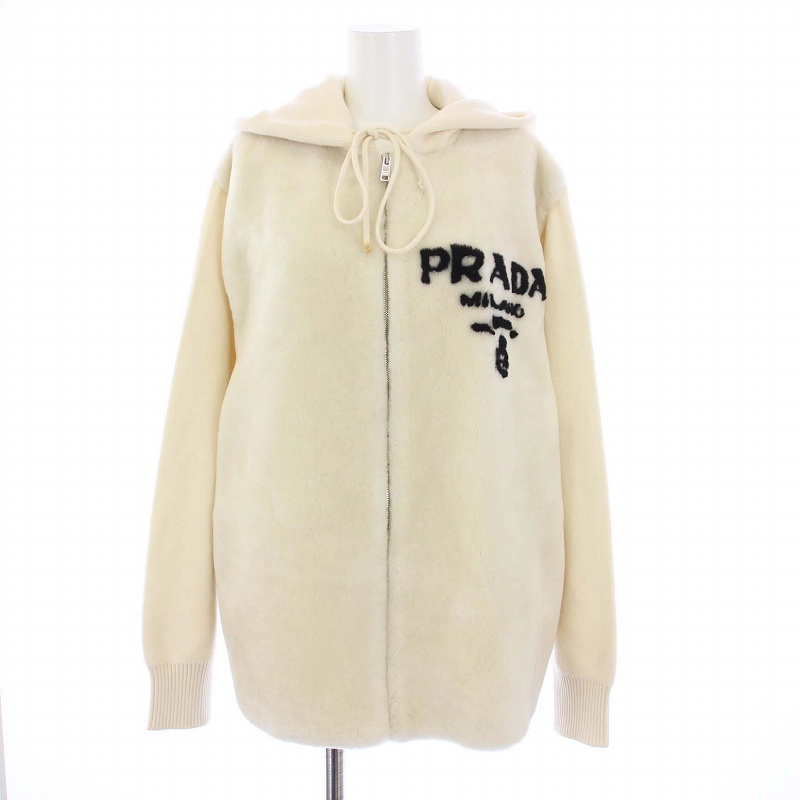 プラダ PRADA オーバーサイズ カシミヤ×シアリング スウェットシャツ 