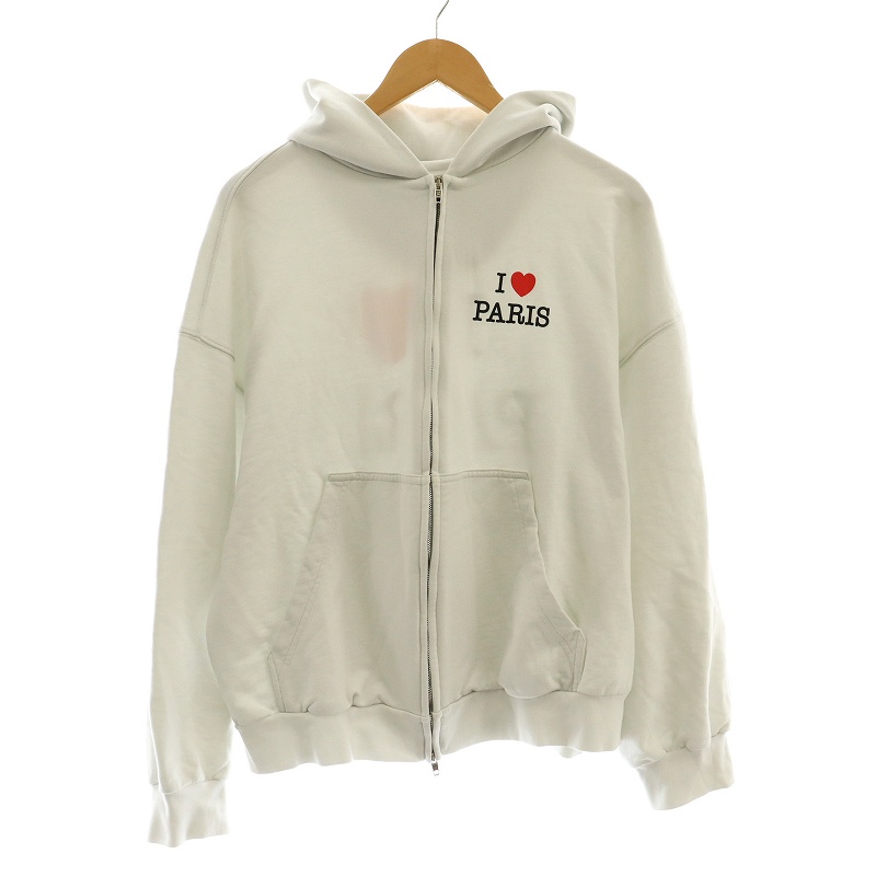 バレンシアガ BALENCIAGA 24SS I LOVE PARISプリントジップアップパーカー 長袖 M 白 ホワイト 803264 /AQ ■OS レディース バレンシアガ BALENCIAGA 24SS I LOVE PARISプリントジップ