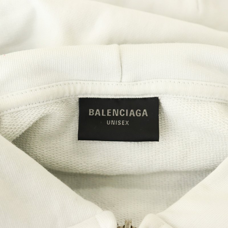 バレンシアガ BALENCIAGA 24SS I LOVE PARISプリントジップアップパーカー 長袖 M 白 ホワイト 803264 /AQ ■OS レディース バレンシアガ BALENCIAGA 24SS I LOVE PARISプリントジップ