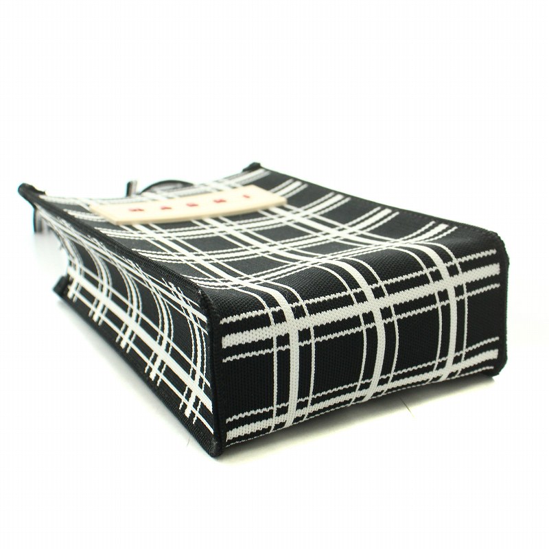 【MARNI】MINI JACQUARD CHECK SHOULDER BAG Marni BLUE AND BROWN JACQUARD CHECK MINI SHOULDER BAG