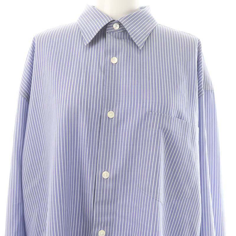 AURALEE 青白ストライプ 長袖シャツ オーラリー AURALEE 24SS SUPER FINE WOOL STRIPE SHIRT シャツ