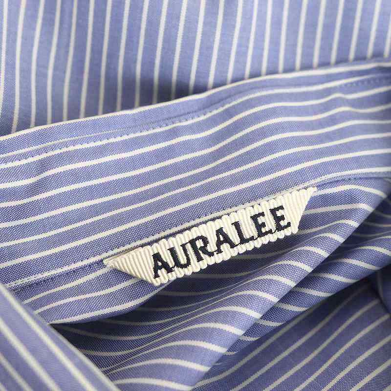 AURALEE 青白ストライプ 長袖シャツ オーラリー AURALEE 24SS SUPER FINE WOOL STRIPE SHIRT シャツ