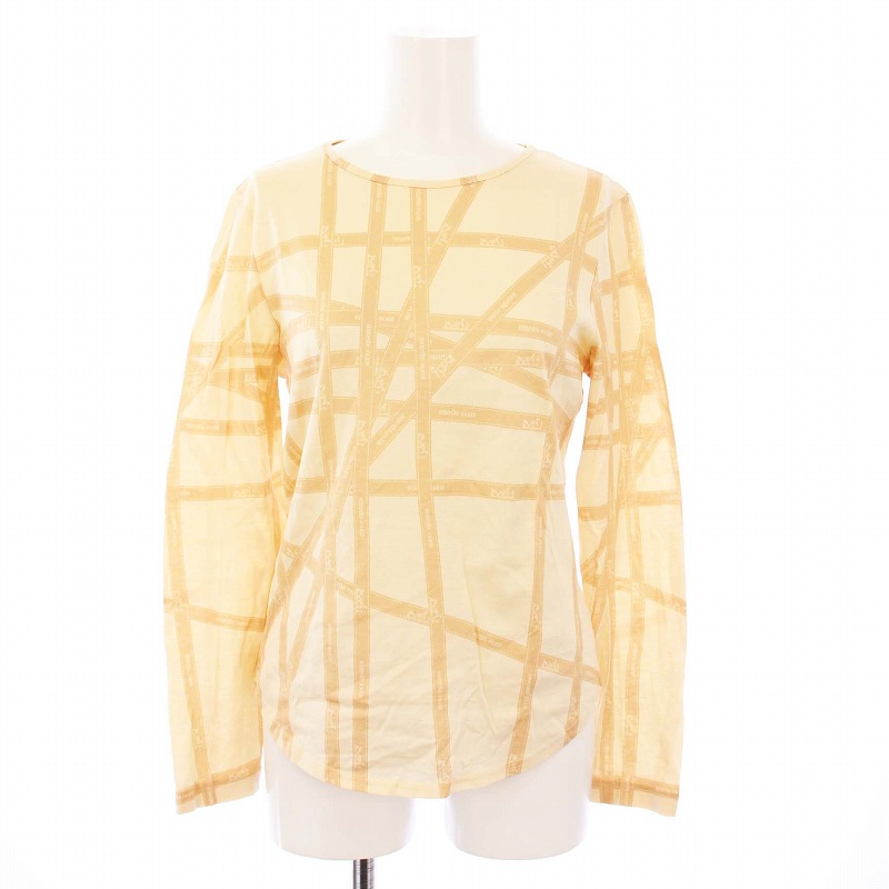 エルメス HERMES Tシャツ カットソー ロンT ボルデュック リボン柄 M