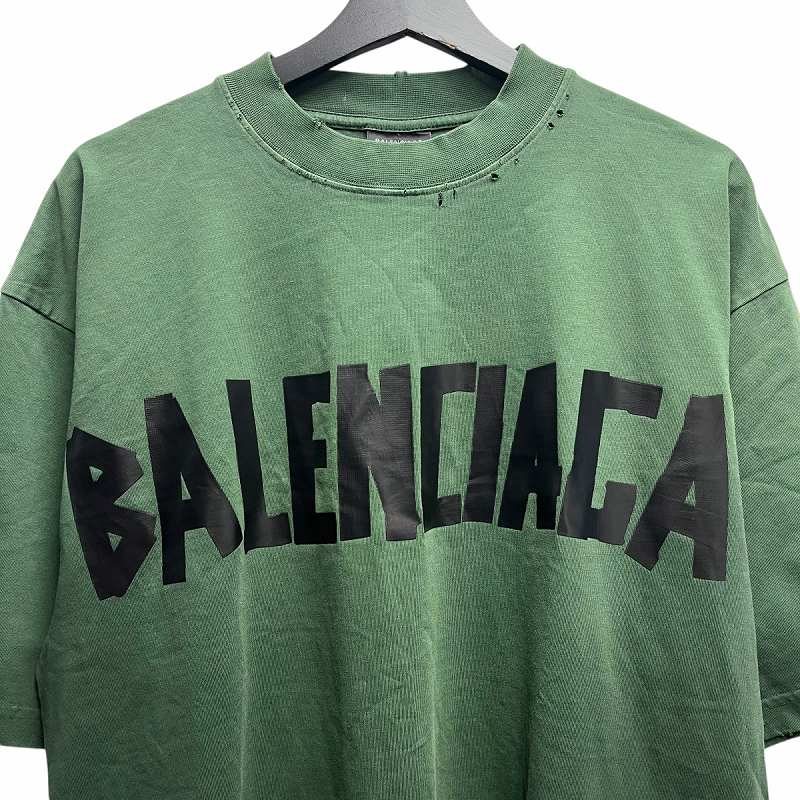 バレンシアガ BALENCIAGA ロゴ Tシャツ ターコイズグリーン S BALENCIAGA × adidas オーバーサイズ ダークグリーン Tシャツ