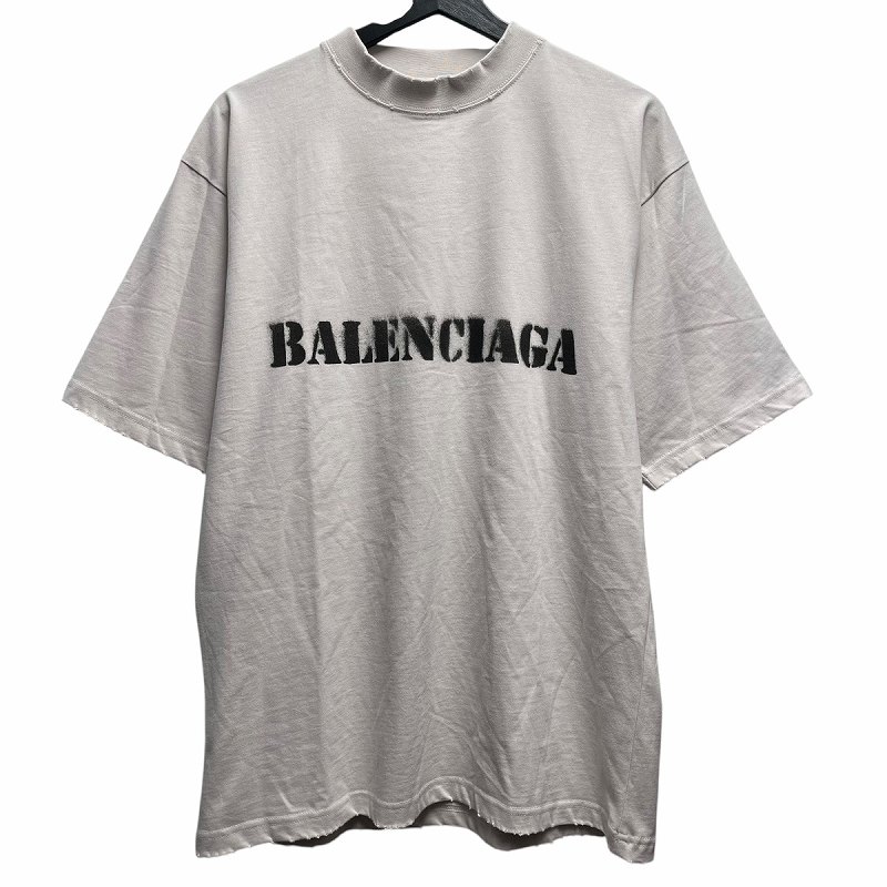 バレンシアガ 24SS ステンシル ダメージ加工 ロゴTシャツ 764235 バレンシアガ 24SS ステンシル ダメージ加工 ロゴTシャツ 764235