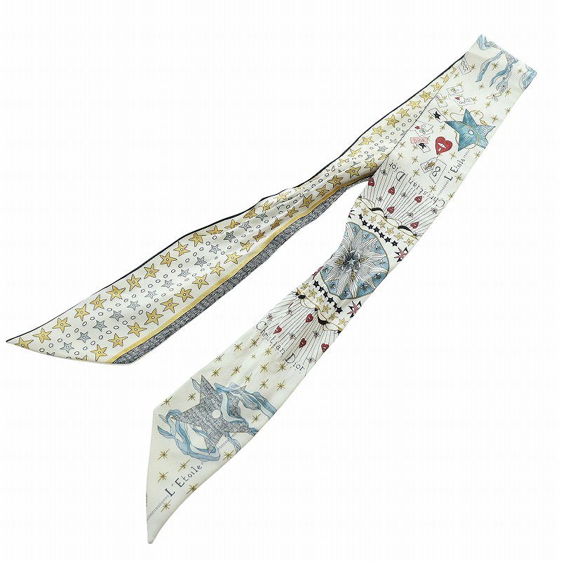 ディオール Dior ミッツァ リボンスカーフ ストール ロゴ 花柄 絹