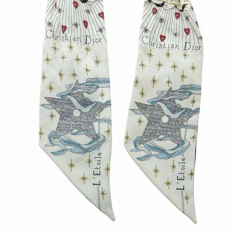 【中古】ディオール Dior l'etoile letoile ミッツァ スカーフ ロゴ レトワール 星 総柄 アイボリー 76MTA106I640 ディオール Dior l'etoile letoile ミッツァ スカーフ ロゴ レトワール
