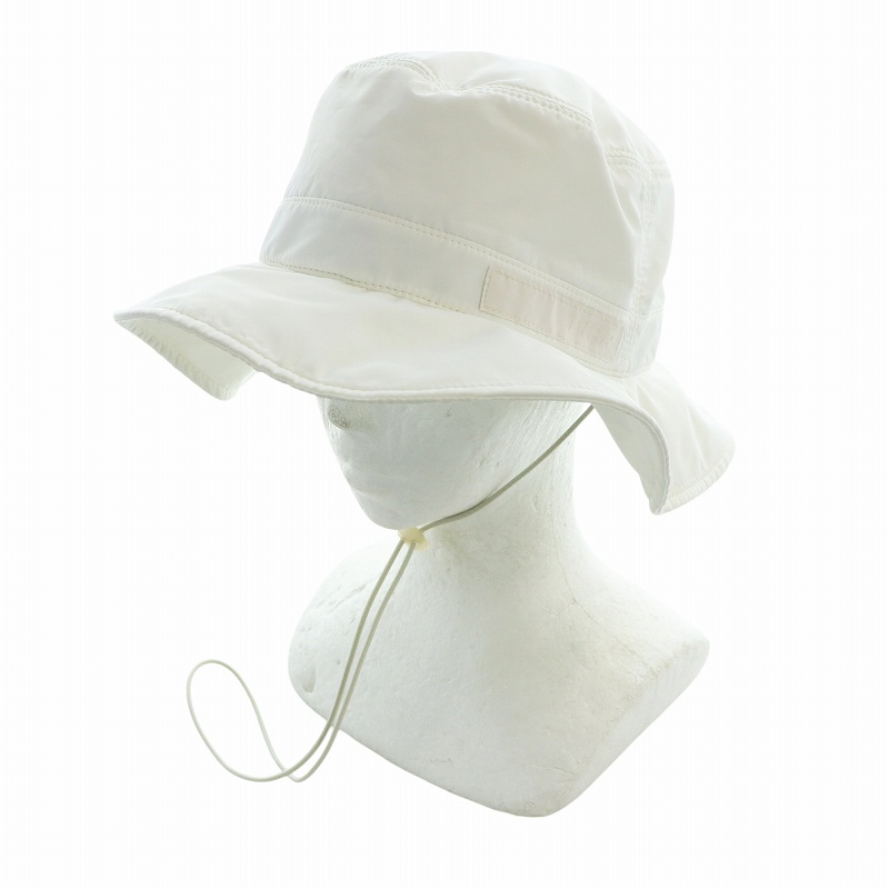 【中古】ディオールオム Dior HOMME サファリハット バケットハット 帽子 ロゴ メッシュ 60 白 213C902C5808 ディオールオム Dior HOMME サファリハット バケットハット 帽子 ロゴ