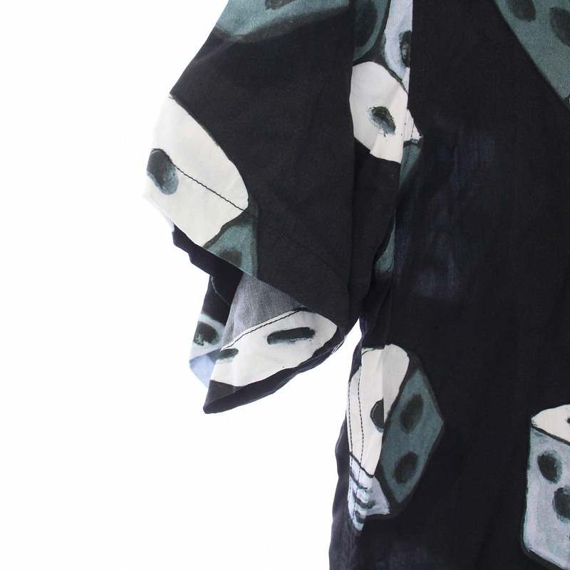 【中古】ステューシー STUSSY DICE PATTERN S/S SHIRT アロハシャツ オープンカラー 半袖 総柄 S 黒 ブラック 1110215 ステューシー STUSSY DICE PATTERN S/S SHIRT アロハシャツ オープン