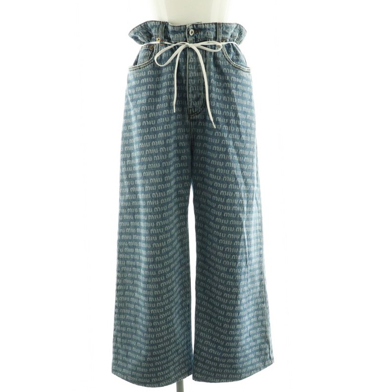 ミュウミュウ miumiu GWP419 10DP Sapphire Blue Denim Jeans パンツ