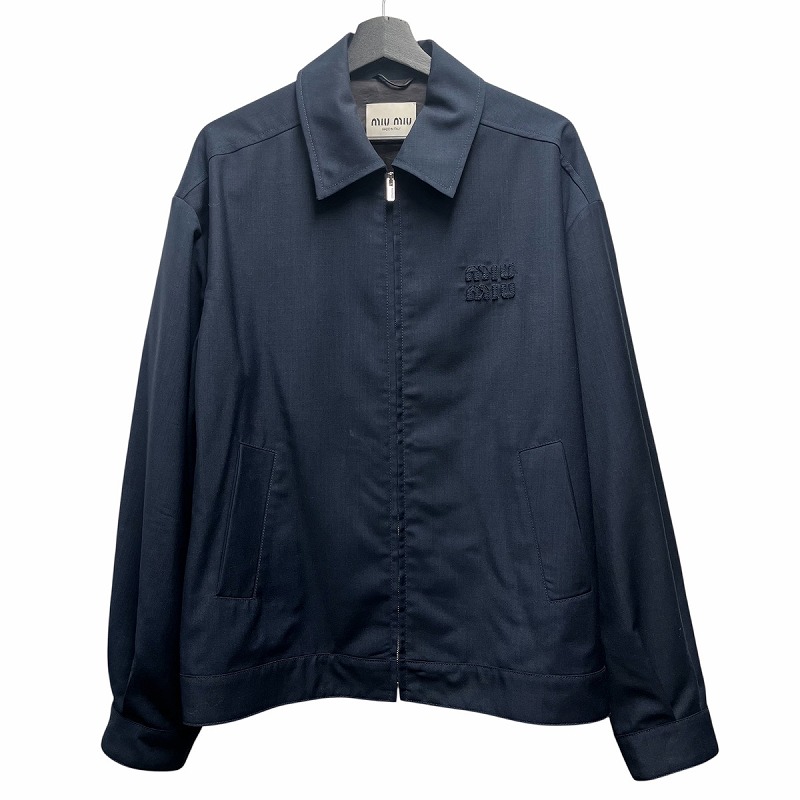 ミュウミュウ miumiu モヘア ブルゾンジャケット ロゴ ジップアップ 40