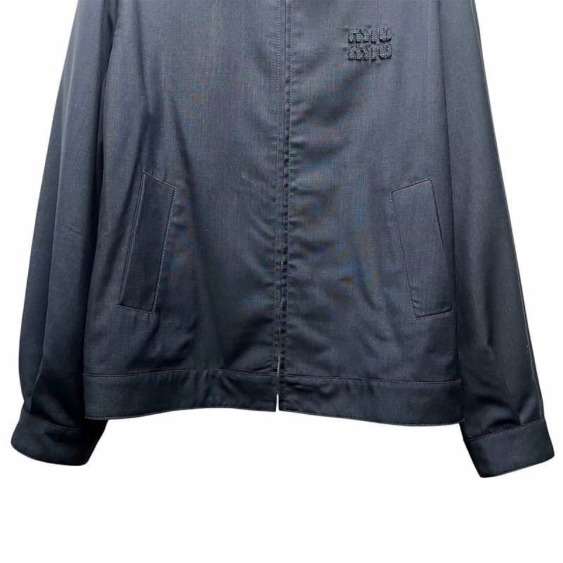 MIUMIU モヘアブルゾン　40 ミュウミュウ miumiu モヘア ブルゾンジャケット ロゴ ジップアップ 40