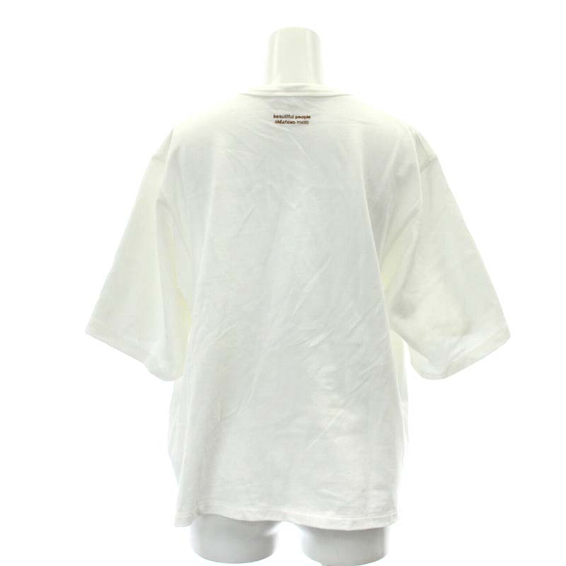 【中古】beautiful people suvin compact jersey half sleeve T-shirt  Tシャツ カットソー 半袖 ロゴ刺繍 38 白 ビューティフルピープル beautiful people suvin compact jersey half