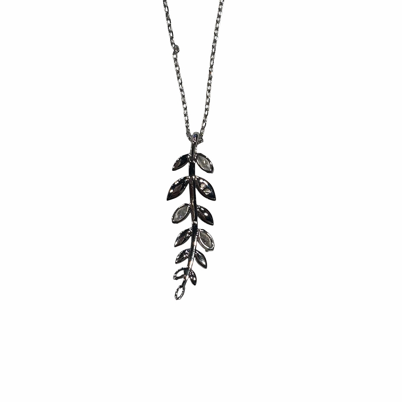 スワロフスキー SWAROVSKI ネックレス リーフモチーフ 銀色 シルバー 