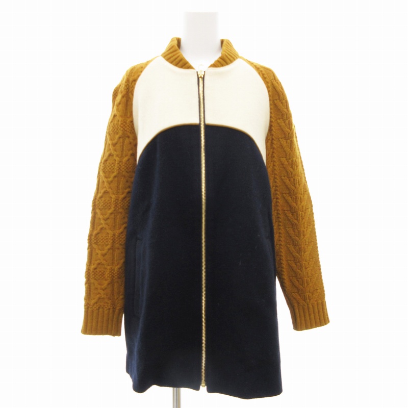 【中古】アンダーカバー UNDERCOVER ジップコート ニット ショート 長袖 切替 ナイロン 1 マルチカラー SUN1201 アンダーカバー UNDERCOVER ジップコート ニット ショート 長袖 切替