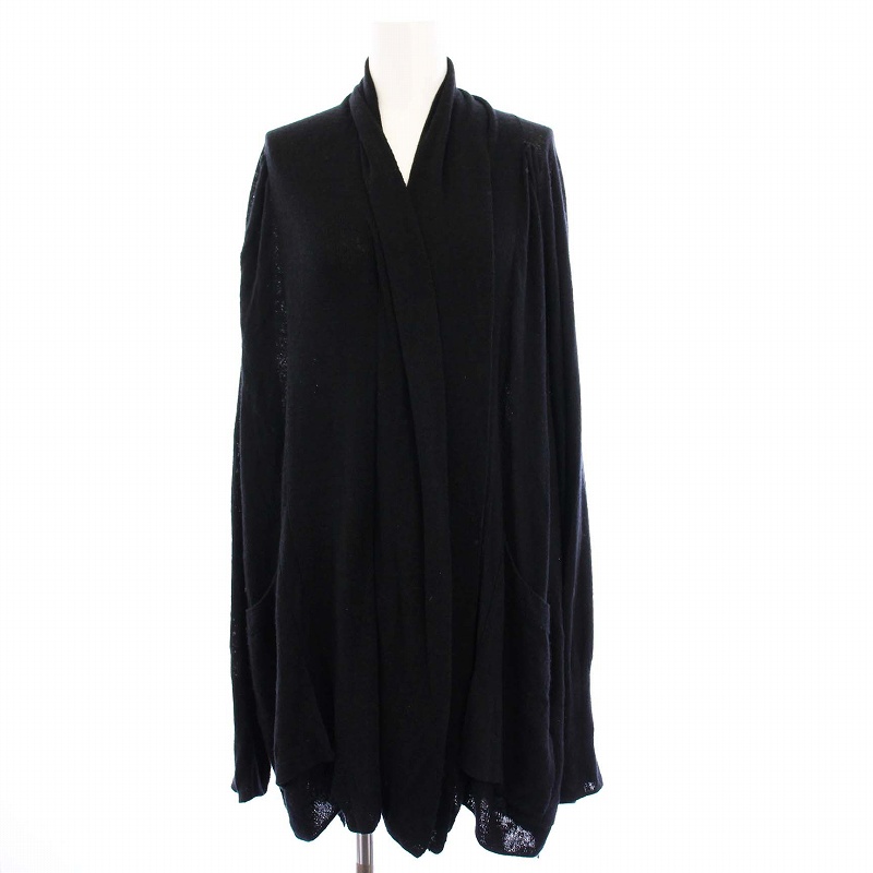 ヨウジヤマモト YOHJI YAMAMOTO RAGNE KIKAS 21AW リネンシルクインサイドアウトドレープニットガウン カーディガン 長袖 ロング 2 ブラッ ヨウジヤマモト YOHJI YAMAMOTO RAGNE KIKAS 21AW リネンシルク