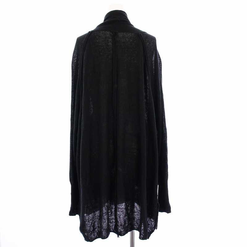 ヨウジヤマモト YOHJI YAMAMOTO RAGNE KIKAS 21AW リネンシルクインサイドアウトドレープニットガウン カーディガン 長袖 ロング 2 ブラッ ヨウジヤマモト YOHJI YAMAMOTO RAGNE KIKAS 21AW リネンシルク