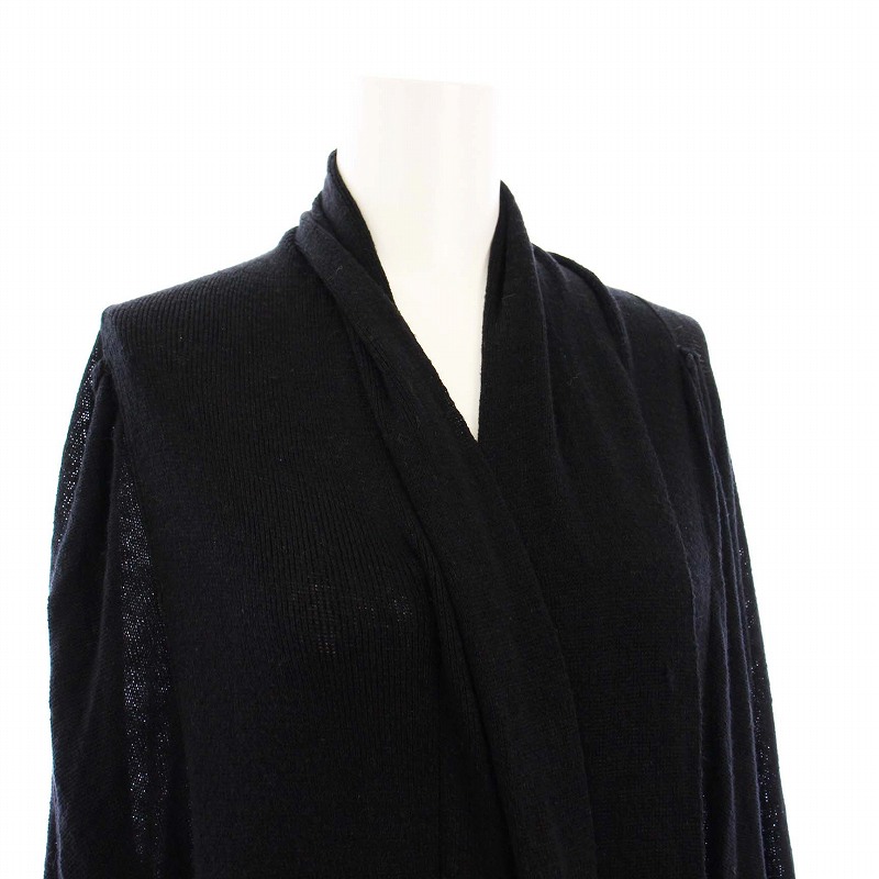 ヨウジヤマモト YOHJI YAMAMOTO RAGNE KIKAS 21AW リネンシルクインサイドアウトドレープニットガウン カーディガン 長袖 ロング 2 ブラッ ヨウジヤマモト YOHJI YAMAMOTO RAGNE KIKAS 21AW リネンシルク