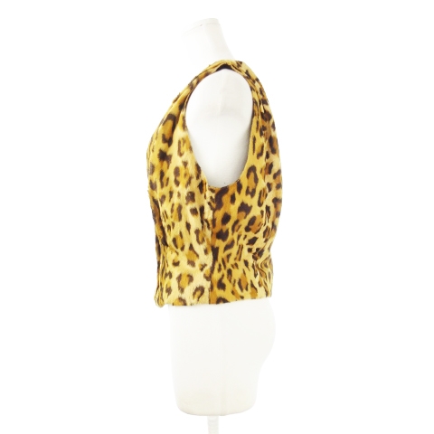 イスタンテ istante VERSACE ファー ベスト ジレ 起毛 アニマル レオパード ヒョウ柄 40 S 茶 ブラウン /CK15 ■GY18 レディース イスタンテ istante VERSACE ファー ベスト ジレ 起毛 アニマル